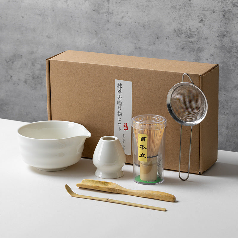 Ceramic Matcha Tea Set with Whisk Modern Japanese Design 4 5 6-Piece