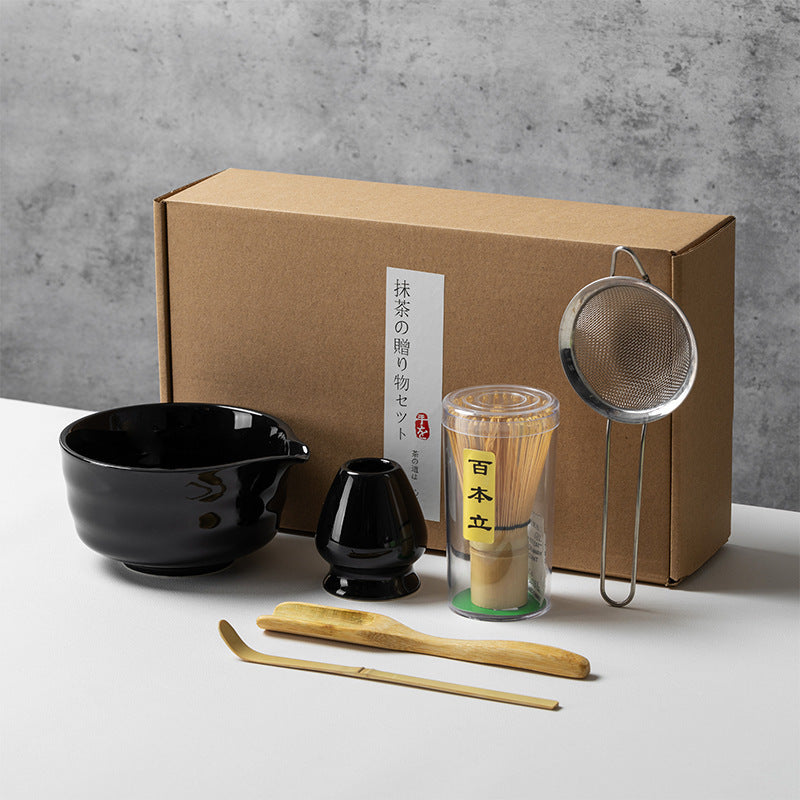 Ceramic Matcha Tea Set with Whisk Modern Japanese Design 4 5 6-Piece