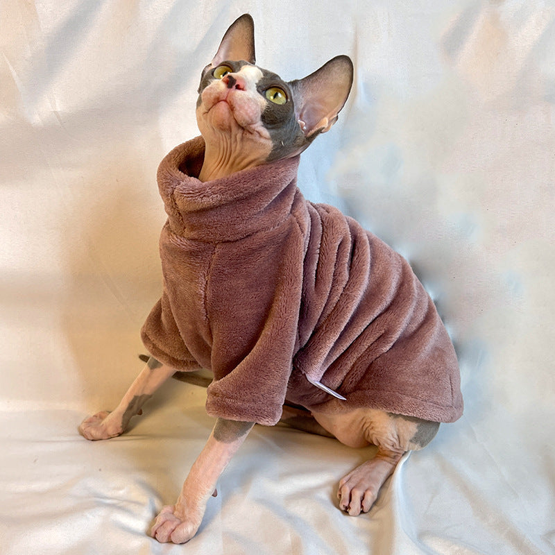 Hairfree Cat Clothes Thick Winter Mink Velvet Sphynx Cat Sweater