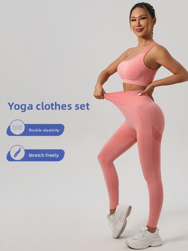 Conjunto de Yoga para Mujer - Sujetador Deportivo y Pantalón de Cintura Alta