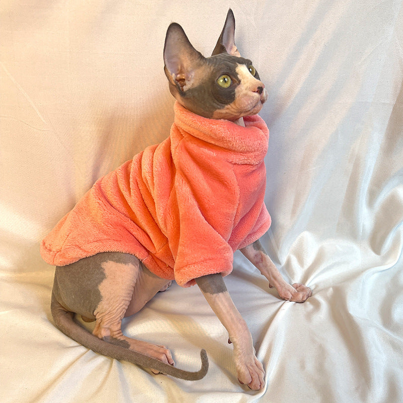 Hairfree Cat Clothes Thick Winter Mink Velvet Sphynx Cat Sweater