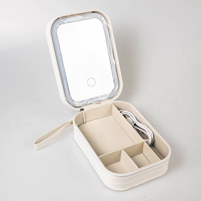 Espejo de Maquillaje LED Ajustable con Joyero Incorporado