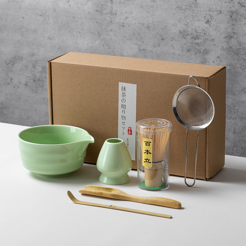 Ceramic Matcha Tea Set with Whisk Modern Japanese Design 4 5 6-Piece