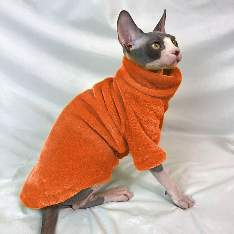 Hairfree Cat Clothes Thick Winter Mink Velvet Sphynx Cat Sweater