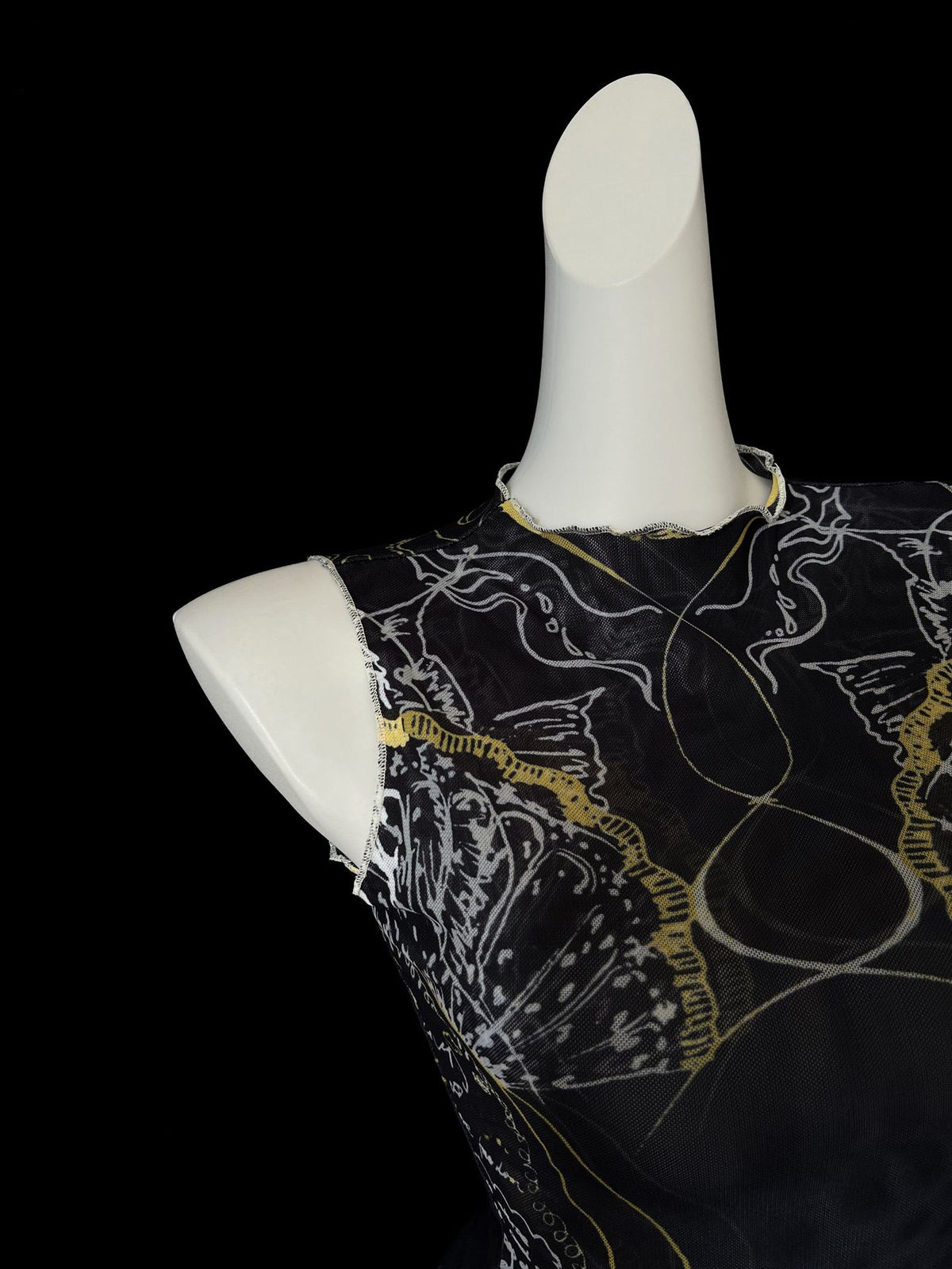 Womens Printed Mesh Turtleneck Shirt