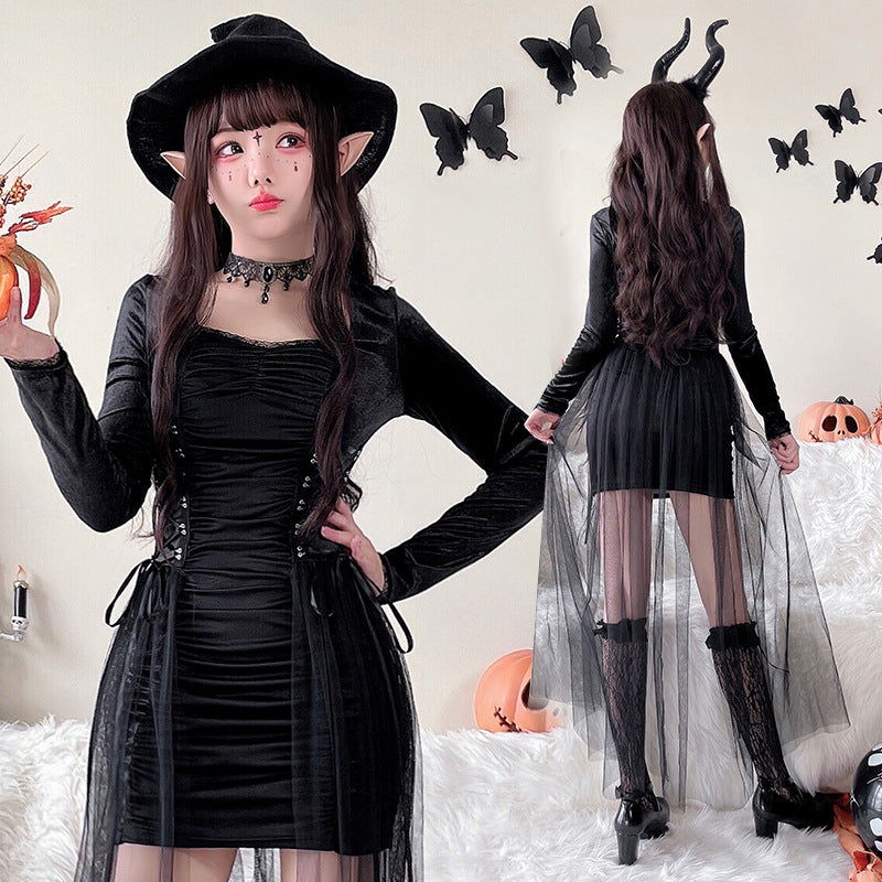 Túnica de Bruja Gótica Disfraz de Halloween Cosplay