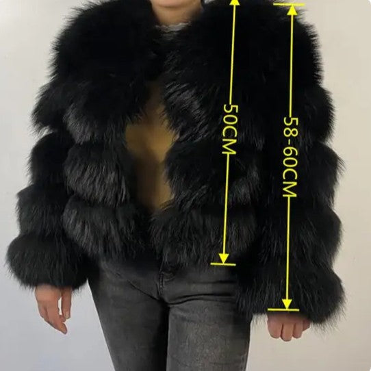 Abrigo de Pelo Sintético de Mapache | Estilo Europeo para Mujer