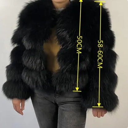 Abrigo de Pelo Sintético de Mapache | Estilo Europeo para Mujer