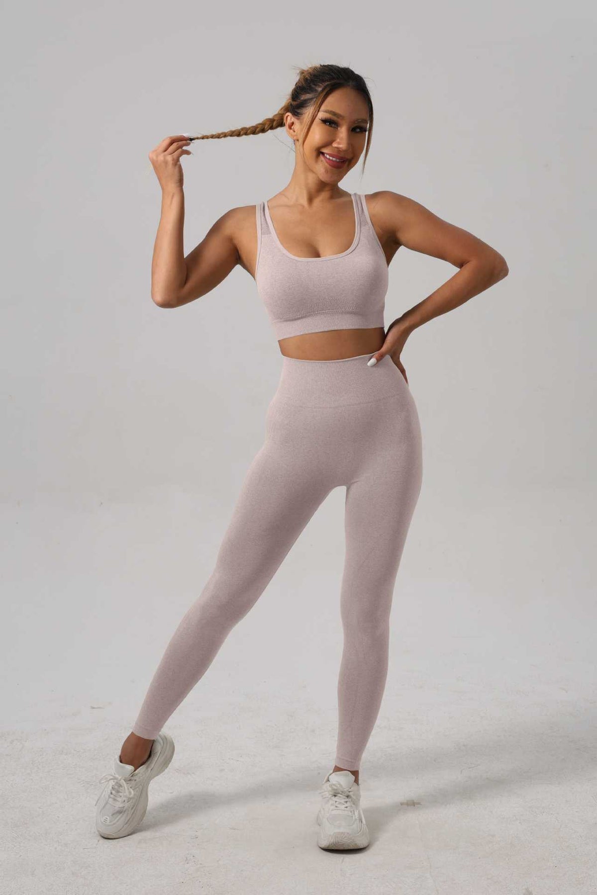Conjunto de Yoga para Mujer - Sujetador Deportivo y Pantalón de Cintura Alta