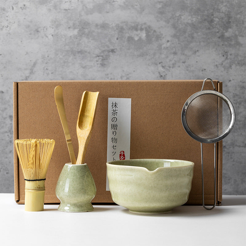 Set de Té Matcha de Cerámica con Batidor Diseño Japonés Moderno 4 5 6 Piezas