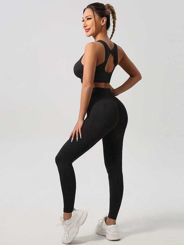 Conjunto de Yoga para Mujer - Sujetador Deportivo y Pantalón de Cintura Alta