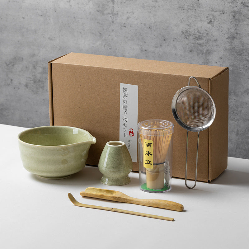 Ceramic Matcha Tea Set with Whisk Modern Japanese Design 4 5 6-Piece