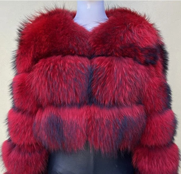 Abrigo de Pelo Sintético de Mapache | Estilo Europeo para Mujer